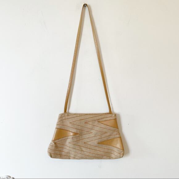 Vintage 80s Graphic Burlap Purse - Picture 2 of 6